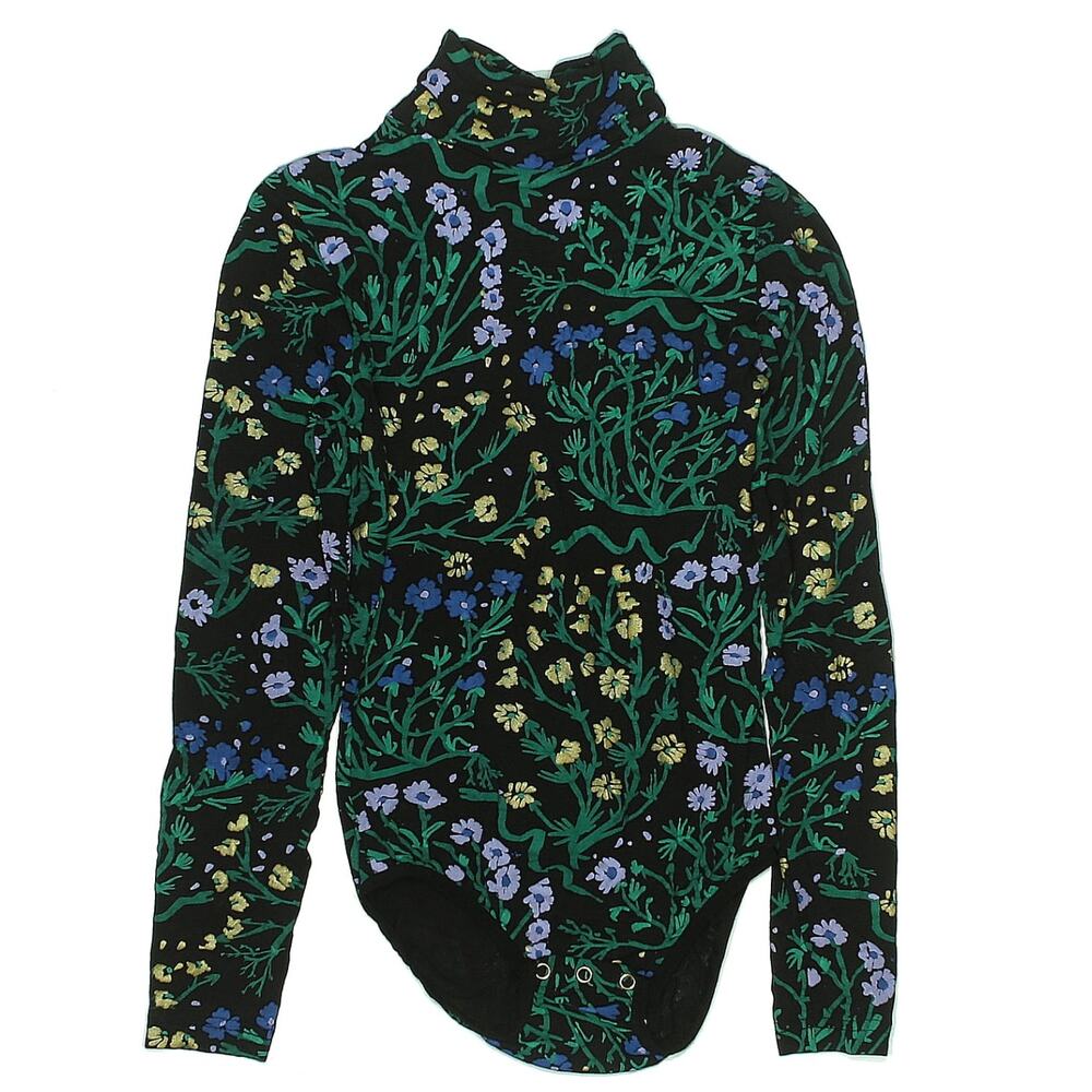 Thief & Bandit Uprooted Turtleneck Long Sleeve Bodysuit Small Black Floral